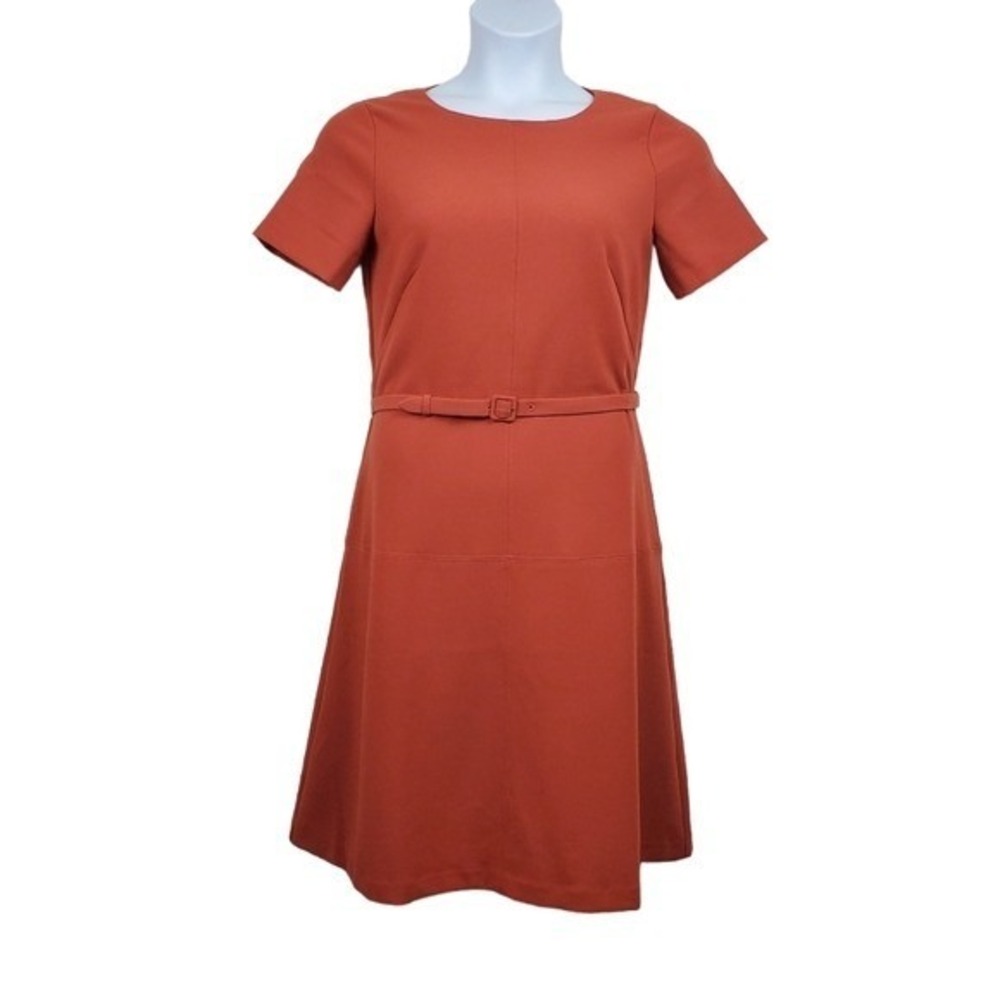 Ann Taylor Factory Short Sleeve Rust Belted A-Line Dress Size 6 Tall NWT